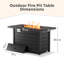 Table de foyer d'extérieur au gaz propane 43 "50 000 Btu, certifiée Etl avec couvercle et remplisseur de pierres volcaniques