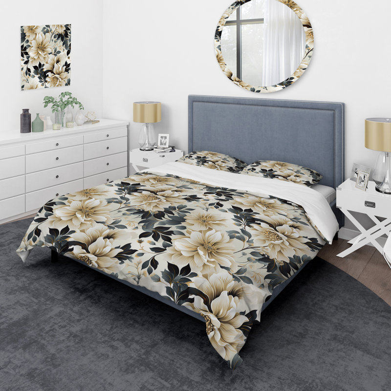 Ensemble de housse de couette Timeless Beige Peony Sophistication III - Floral