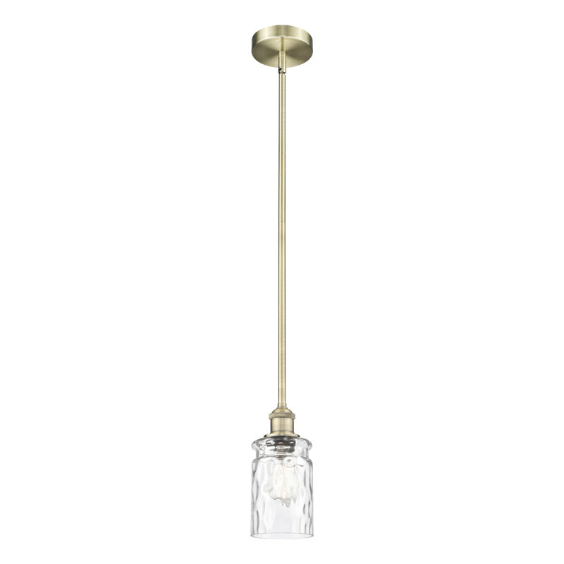 Edison - Lamine - Mini-luminaire suspendu avec tige 5 po 1 lumière, Antique Brass, Verre limpide