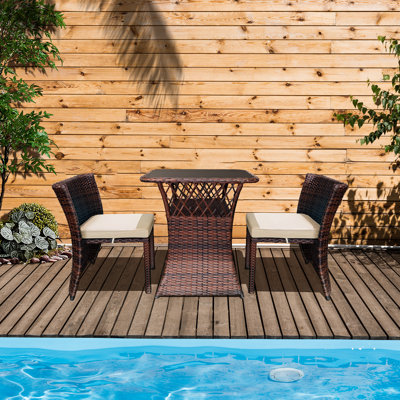 Ranheid Rectangular 2 - Person 26.25'' L Outdoor Bistro Set with Cushions