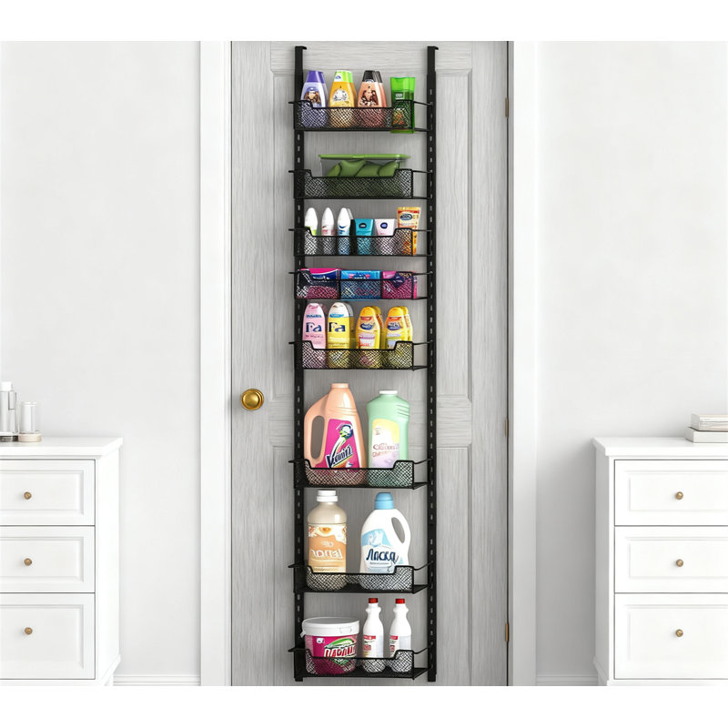 Organisateur de garde-manger au-dessus de la porte avec 8 paniers réglables, support de rangement étroit pour la cuisine, le garde-manger et l'organisation de la salle de bain