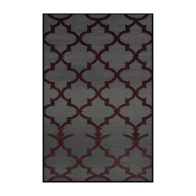 Machine Washable Trellis Black Area Rug