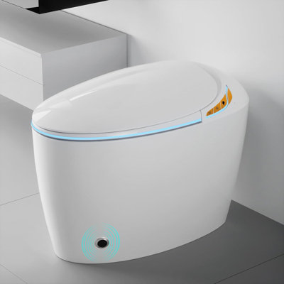 Yingze Smart Bidet Toilet, 10" Rough-In, 1.28 GPF High Efficiency, Elongated Oval Bowl, Heated Seat, Warm Water, Dryer, Night Light, Auto Flush, White