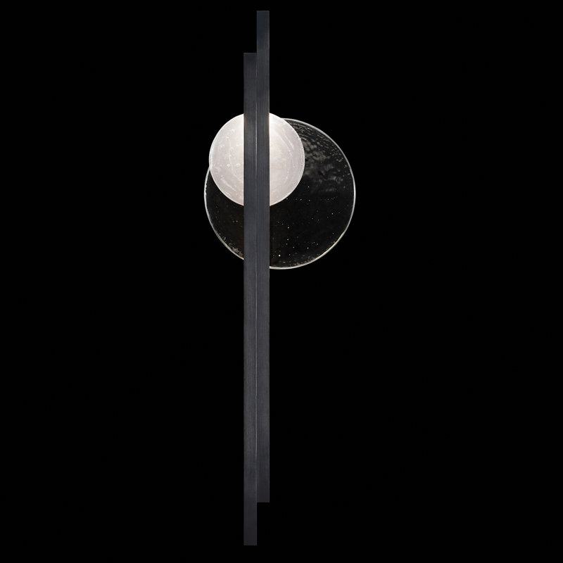 Selene Wrought Iron LED Flush Mounted Sconce, 44" H x 12.75" W x 3.5" D, Black