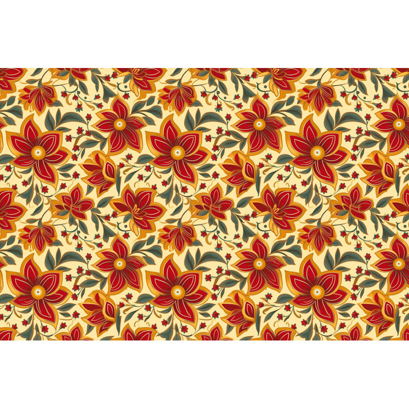 Machine Printed Comforter, Queen Comforter, Red/Yellow Floral
