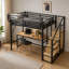 Lit mezzanine double avec escalier et rangement pour enfants et adolescents