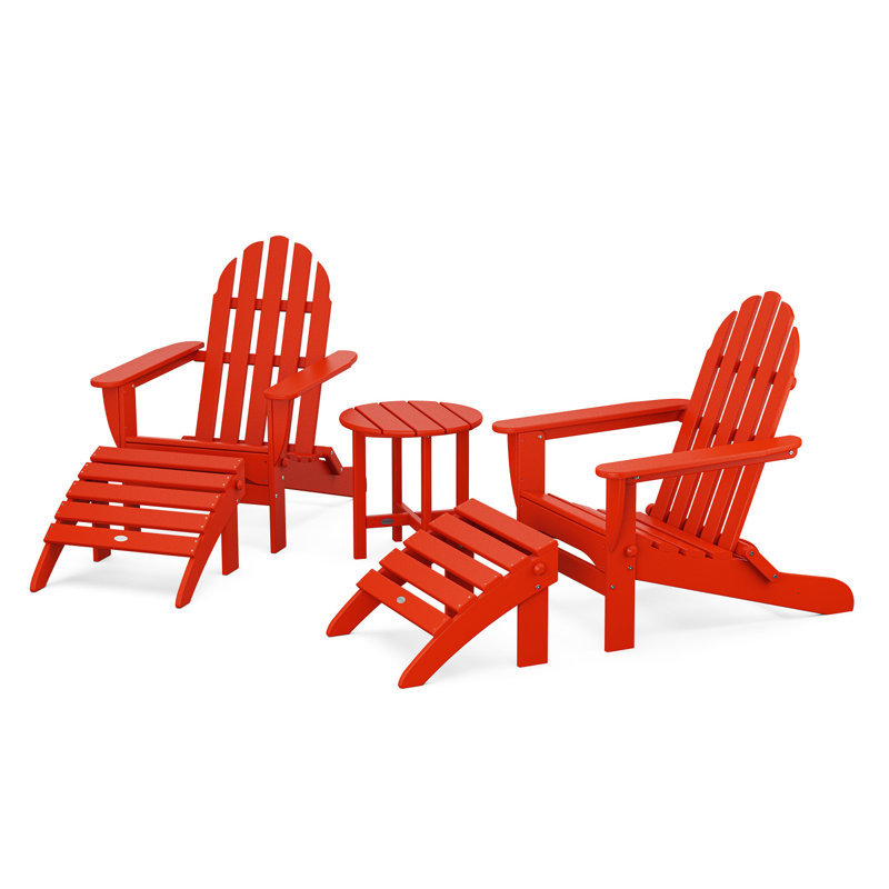 POLYWOOD Classic Adirondack 5-Piece Casual Set, Sunset Red