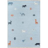 Thompson Wool Animal Print Area Rug in Blue