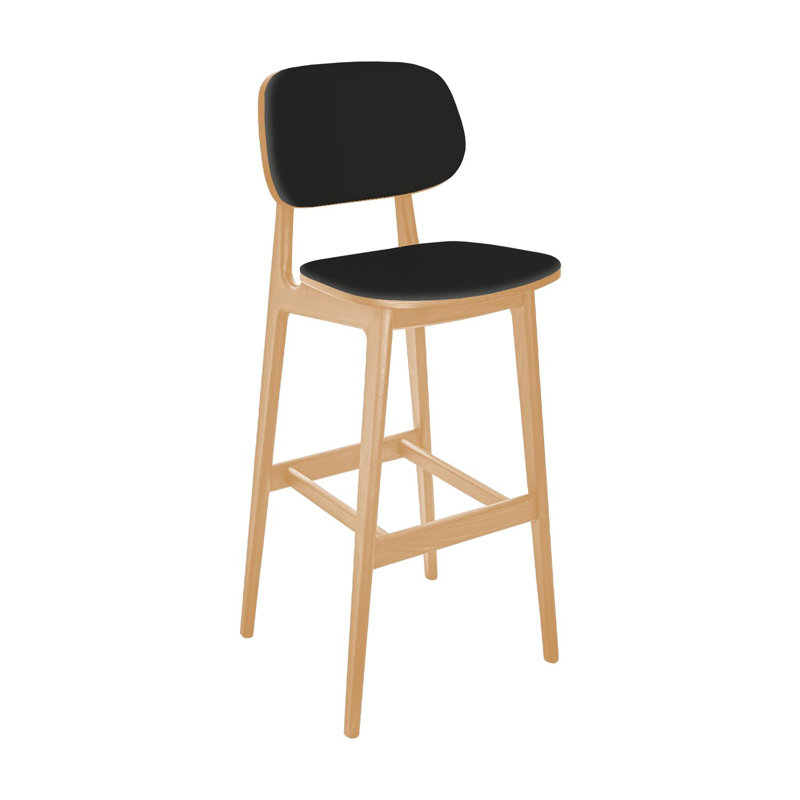  Emma Barstool - Grade 4 Black Reveal Seat & Upholstered Back, Black, Tan