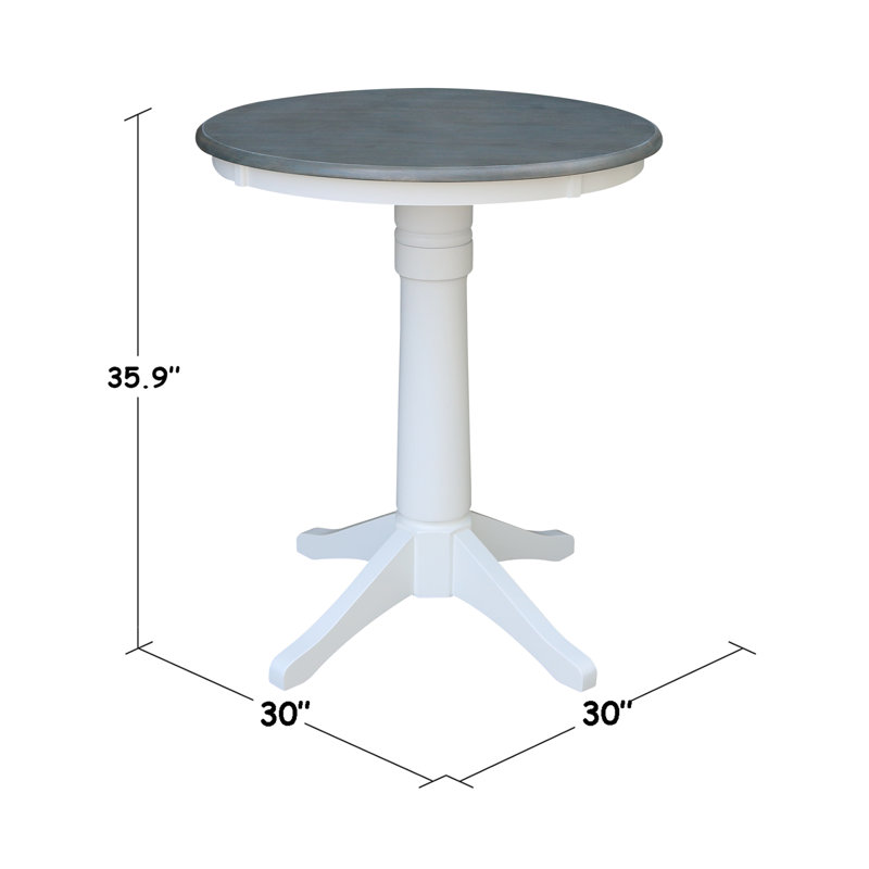 Table de salle à manger Gianluka, H 35,9 po x L 30 po x l 30 po, Gris chiné / Blanc