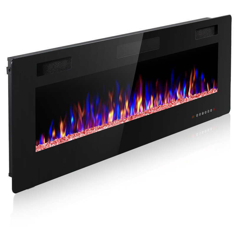 Recessed & Wall Mounted Electric Fireplace With Remote Control & Adjustable Flame, 18.1" H x 50" W x 3.86" D