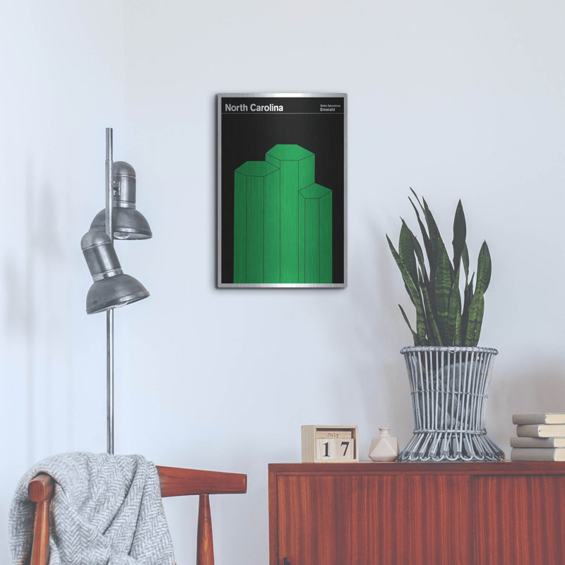 «State Posters NC» par Ebern Designs par Print Collection, art mural en métal,, H 24 po x l 16 po