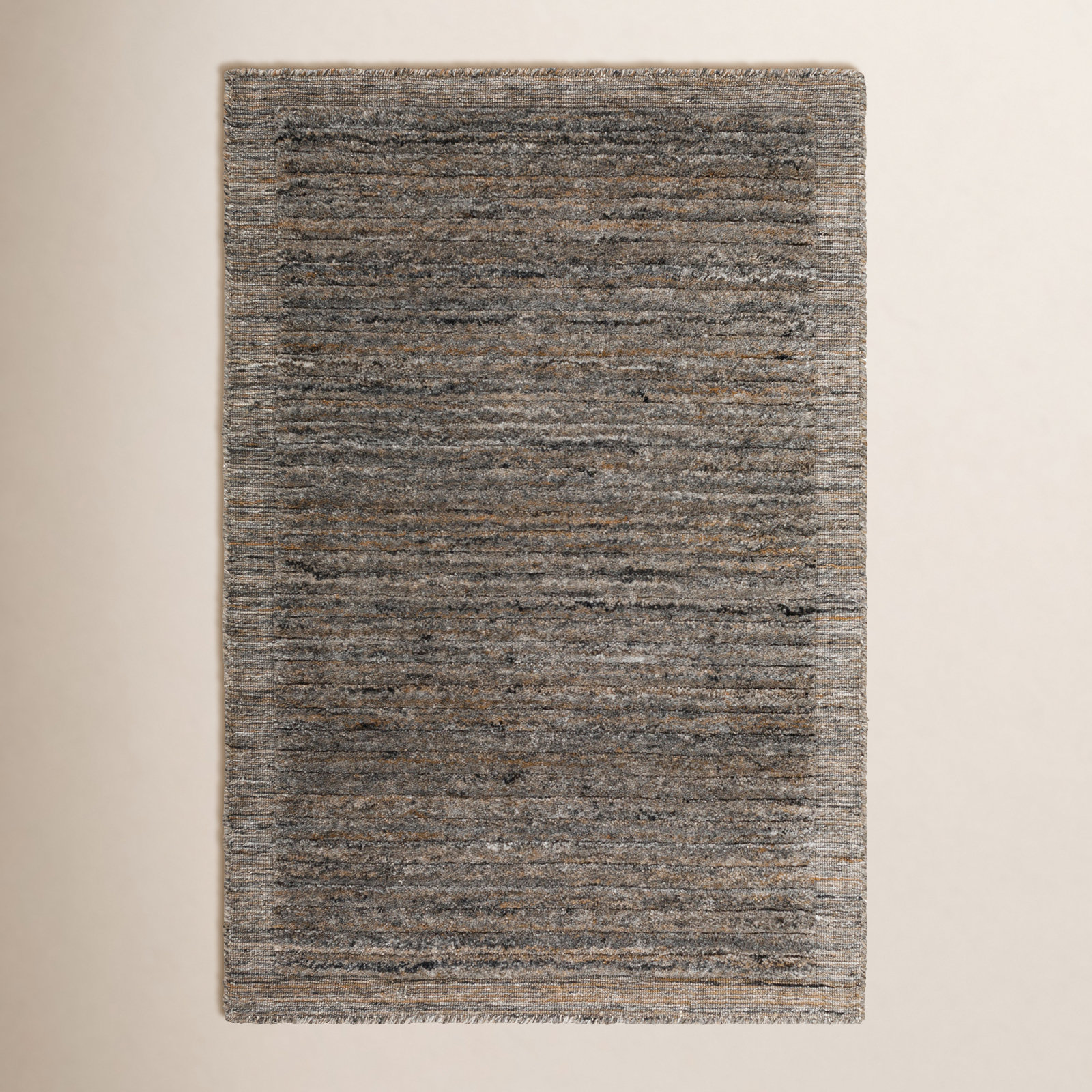 Felipa Handmade Recycled P.E.T Dark Gray/Camel/Beige Indoor/Outdoor Rug, Rectangle 5' x 7'6"