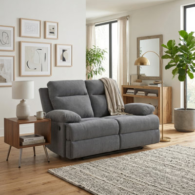 Silvy Reclining Loveseat with Pull-Tab Mechanism, Charcoal Chenille 64 Inch