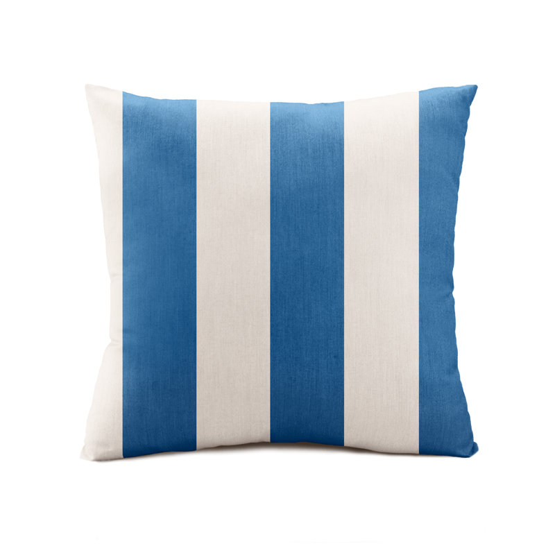Striped Sunbrella® Outdoor Reversible Pillow Cover, 20" x 20", Blue/White