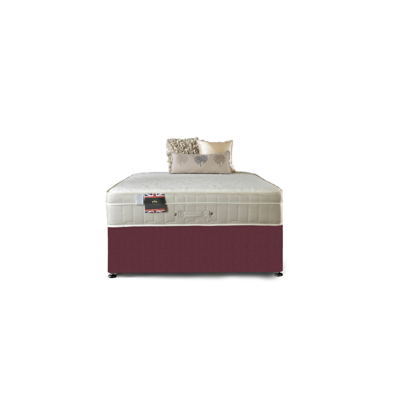 Arkin Upholstered Bed with Mattress, Single (3'), Plum Linen, 2 Drawers