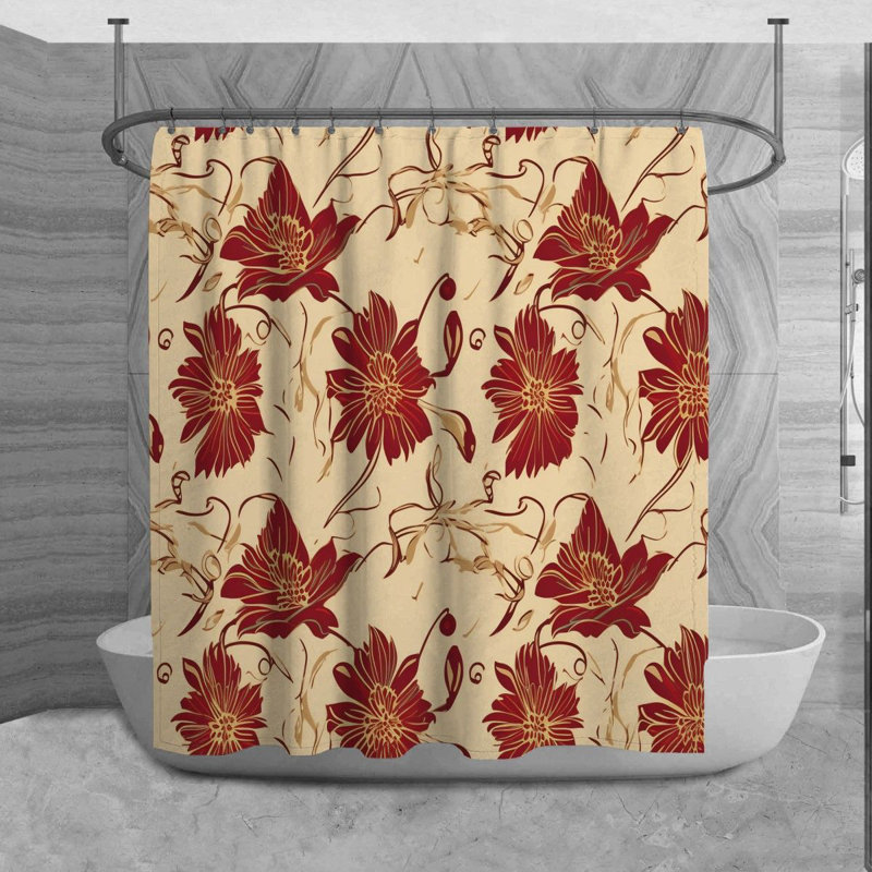 Motif floral de rideau de douche_6025, H 73 po x l 70 po