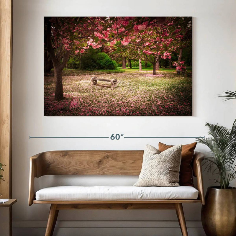 Harnek Cherry Blossoms Garden Bench, 34" H x 51" W