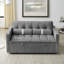Canapé moderne avec coussins lombaires, velours gris 2 places de 55,5 po, poches latérales et lit gigogne escamotable pour salon, bureau, chambre à coucher, coussins en mousse-1754715017