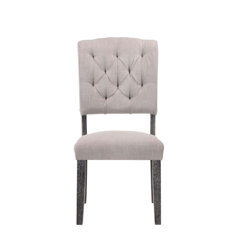Chaise d'appoint en lin et finition vieillie, ensemble de 2, Lin beige, Gris