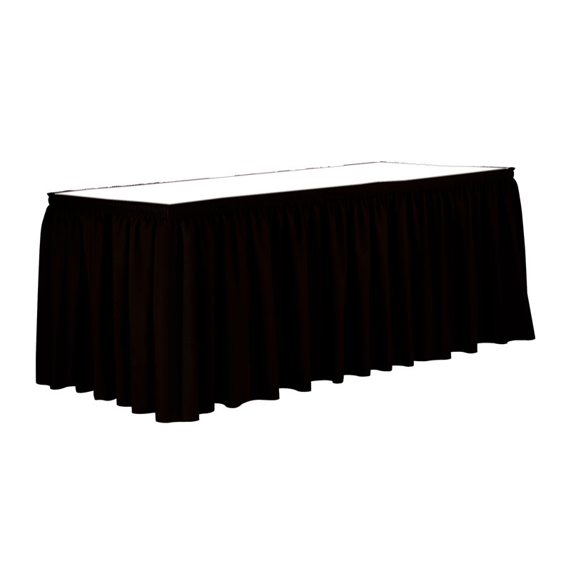 Ultimate Textile 7 Ft. Shirred Pleat Polyester Table Skirt - 42" Bar Height, Cobalt Blue, 42" L x 168" D, Espresso