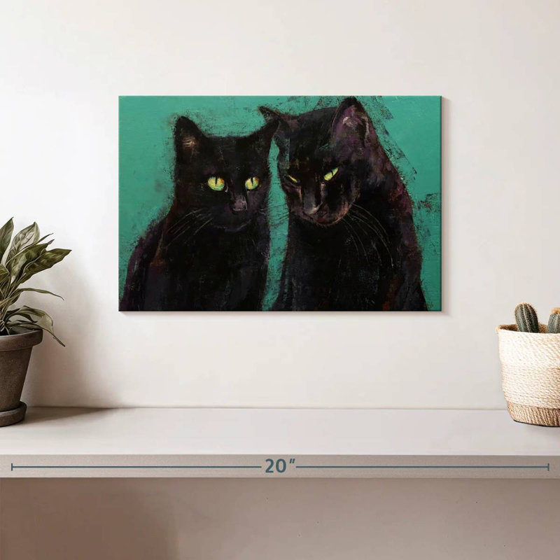 Deux chats noirs Brampt, H 8 po x l 12 po