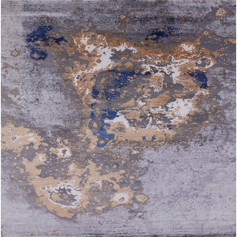 Tapis abstrait gris, Carré 7 pi