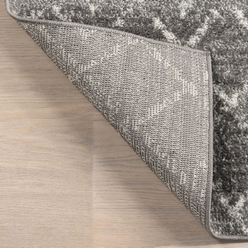 Amanuel Moroccan Geometric Area Rug in Dark Gray, Runner 2' x 6'