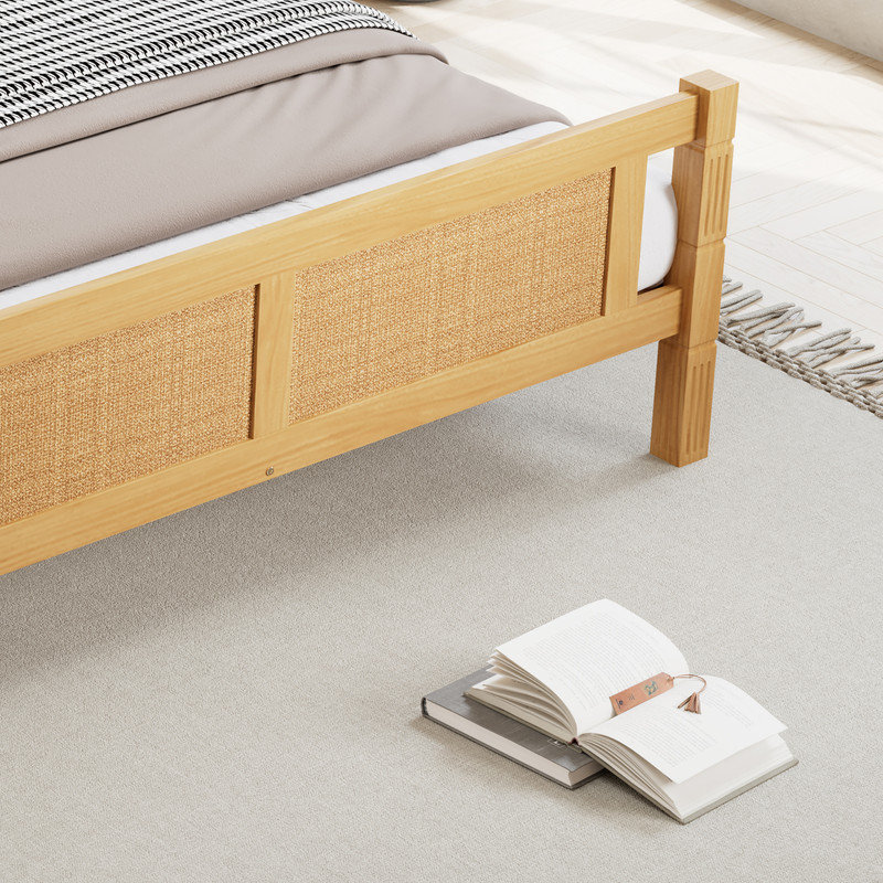 4ft6 Wooden Bed, Double Bed 135×190cm