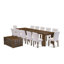 L'ensemble de cuisine moderne 9 pièces contient une table de cuisine rectangulaire extensible, 7 chaises de salle à manger et 1 banc moderne, noyer antique-933356761-933356767-922051515