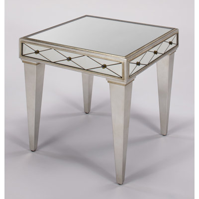 Mirrored Glass Top End Table