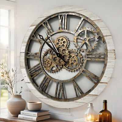 Horloge murale ronde surdimensionnée de 24 po pour le salon avec la collection America