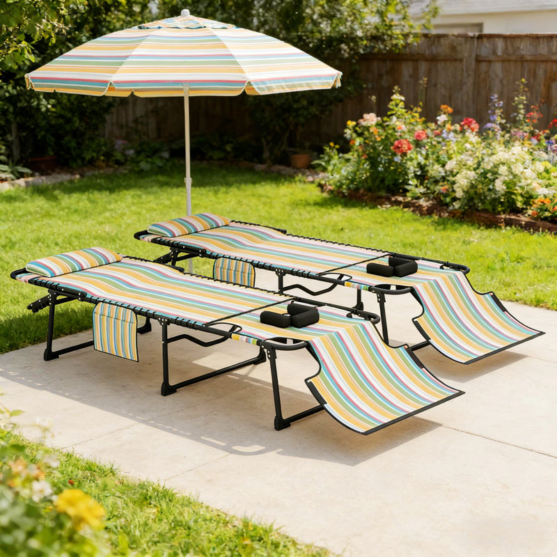 Chaise pliante 2 pièces, chaise inclinable portable