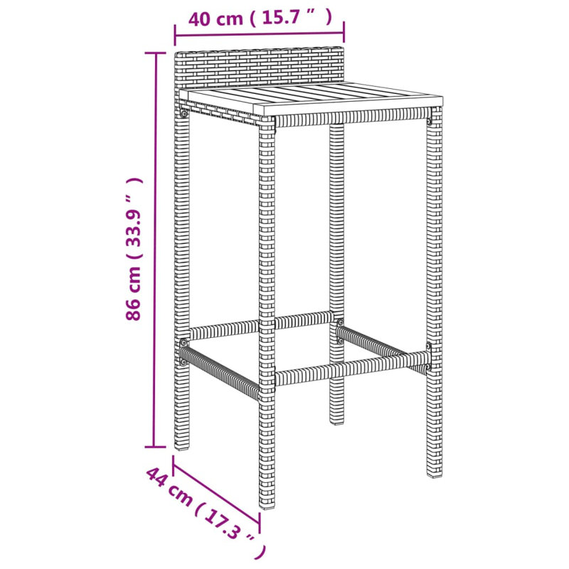 Outdoor 78cm Bar Stool, Grey