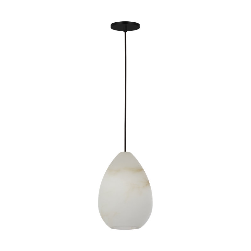 Sean Lavin Alina 1-light LED Pendant in Polished Nickel with Alabaster shade, 18.5" H x 8.5" W, Yes, Black