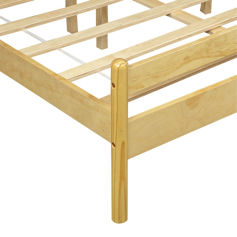 Lit très grand style traditionnel avec tête et pied de lit, lit en bois de pin avec cadre de lit renforcé, Très grand lit