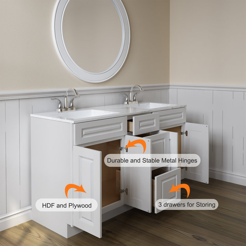 Cozy Design 60'' Double Bathroom Vanity Base Only, Traditional Dove