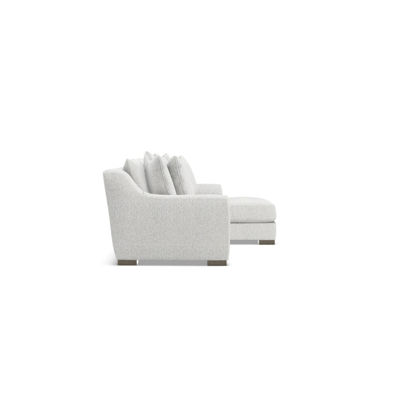 Gabi 3-Piece Fabric Sectional, 35" H x  105" W x 63.5" D, White Polyester, Right Hand Facing