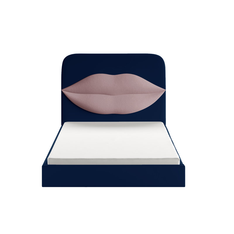 Monocle Upholstered Ottoman Storage Bed, Navy, European Double (140 x 200cm)