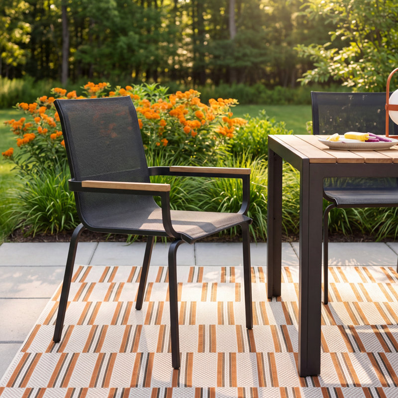 Lynna Metal Outdoor Stacking Dining Armchair