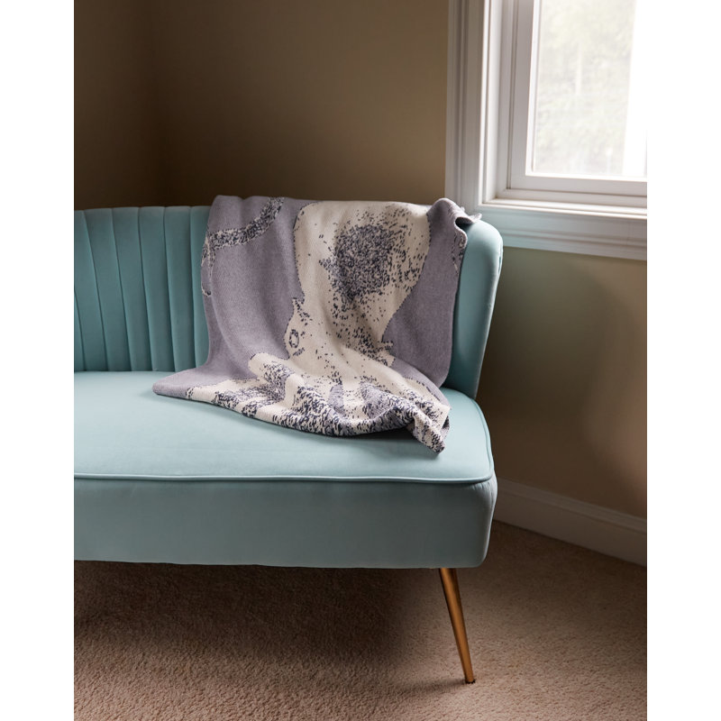 Knitted Throw Blanket, Gray