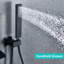 Robinet de douche moderne noir mat avec robinet de baignoire mural, douchette à main, bec cascade et rouille