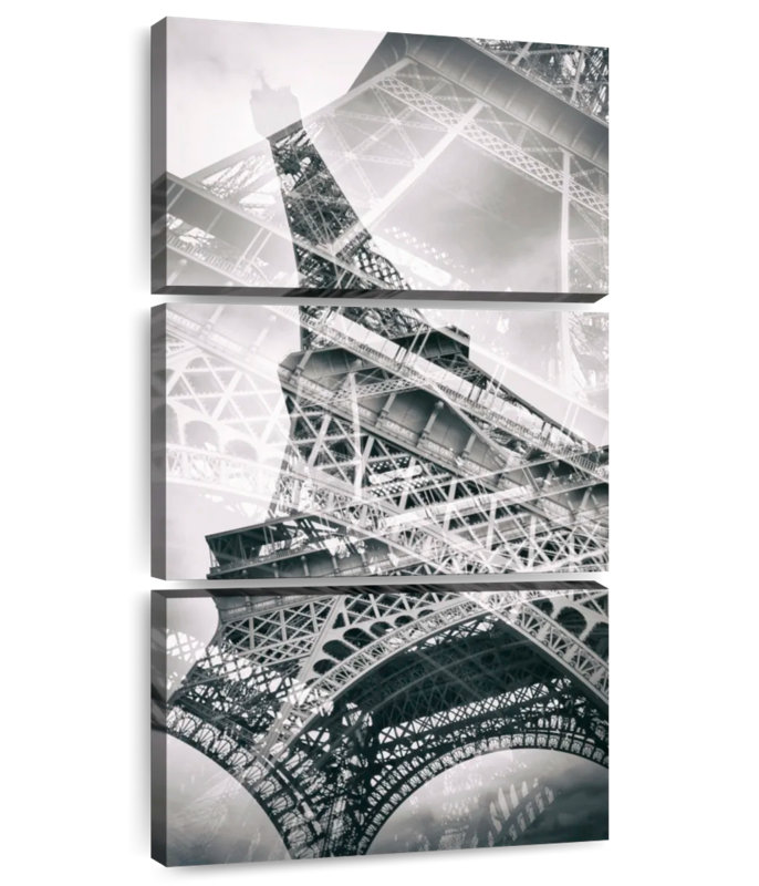 Tour Eiffel double exposition, H 27 po x l 12 po