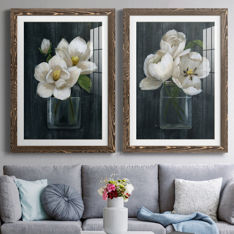 «Chalkboard Beauty I», ensemble de 2 reproductions d'art, Papier, cadre noyer