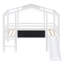 Lit mezzanine simple avec échelle, glissoire, tableau noir et bande lumineuse sur le toit - Lit mezzanine blanc pour enfants, peu encombrant