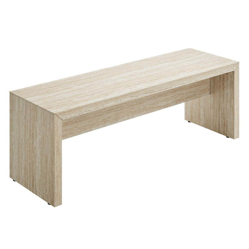 Mirella 53.5” Faux Travertine Bench In Travertine, 18.5" H x 53.5" W x 17" D