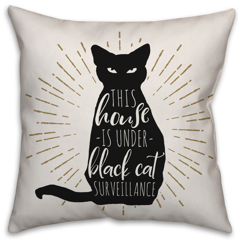  Coussin Black Cat House, 16 po x 1 po, Utilisation intérieure/extérieure