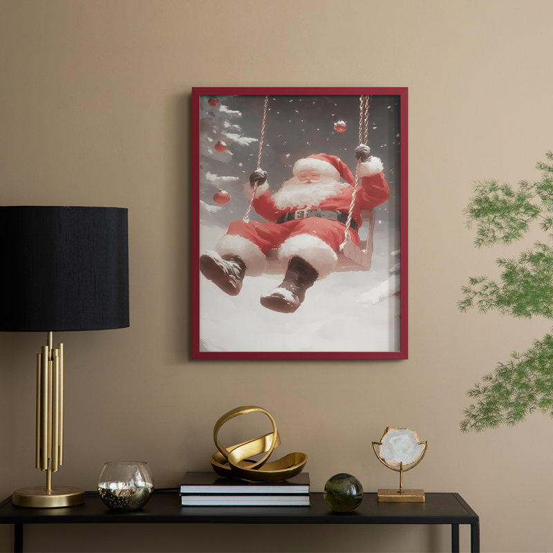 «Christmas Holiday Art», série 2-LXIV, reproduction encadrée - bois massif, H 30 po x l 24 po, Rouge