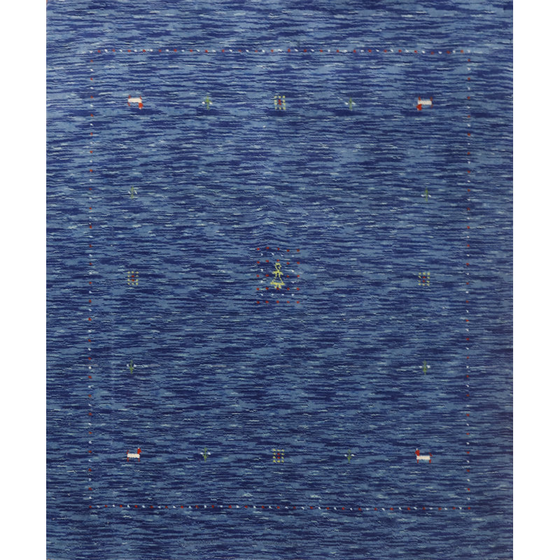 Blue Handmade Gabbeh Style Square Rug 5x5