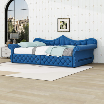 Multi-functional Queen Size Upholstered Daybed with Diamond-Quilted Design and LED Lighting